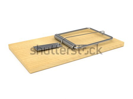 Wooden mousetrap over white Stock photo © blotty