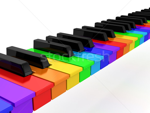 Regenboog piano witte computer gegenereerde afbeelding Stockfoto © blotty