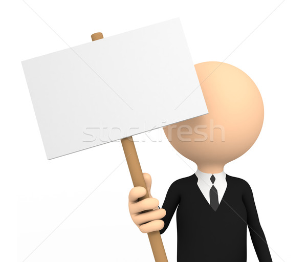 3d person with blank banner Stock photo © blotty