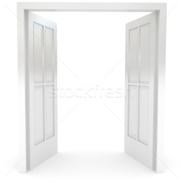 Puerta abierta blanco 3D prestados imagen edificio Foto stock © blotty