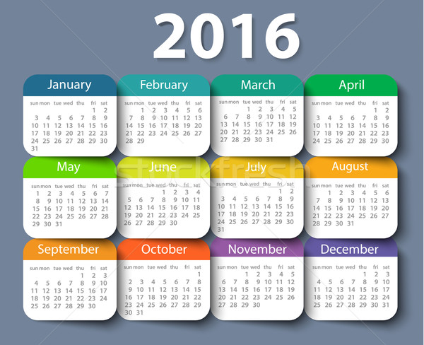 Calendar 2016 year vector design template. Stock photo © blotty
