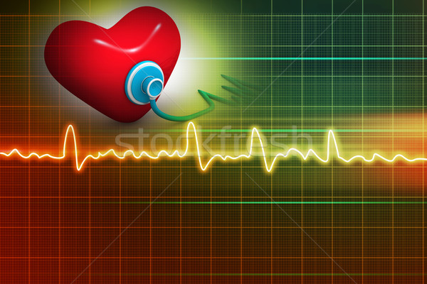 Cardiogram, love and stethoscope on abstract background  Stock photo © bluebay