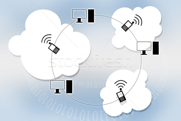 Stockfoto: Elektronische · wolk · server · computer