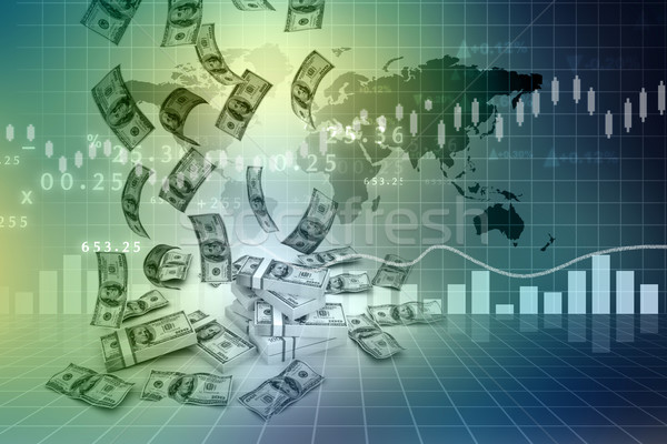 Dollar rain  and finance graphs		 Stock photo © bluebay
