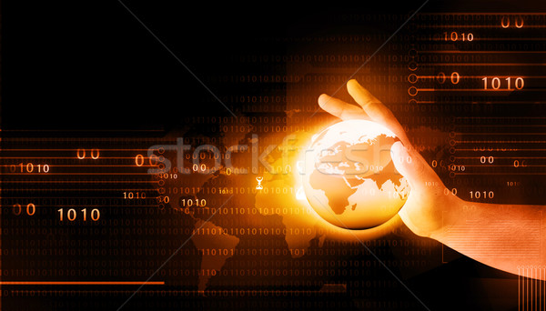 Mão humana digital mundo globo fundo Foto stock © bluebay