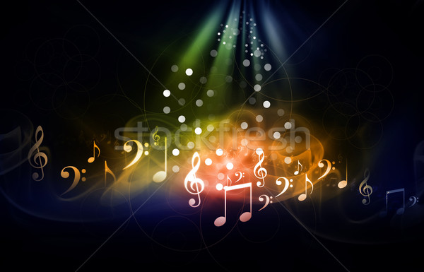 Illustration numérique musique Rainbow wallpaper note graphique [[stock_photo]] © bluebay