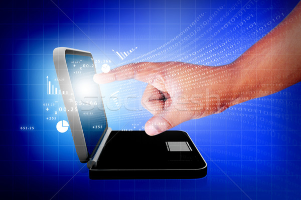 商人 手 觸摸屏 圖表 筆記本電腦 業務 商業照片 © bluebay