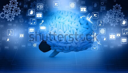 Human brain  with internet icons 	 Stock photo © bluebay