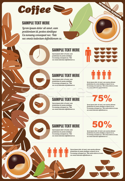 Stock photo: Collection of coffee infographics elements, vector