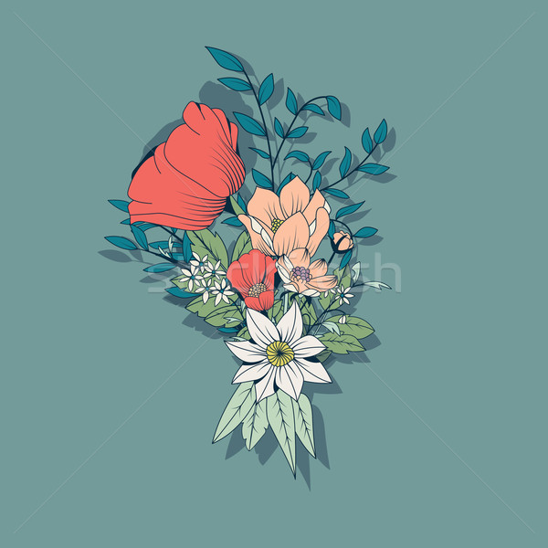 Vector flower bouquet, botanical and floral decoration hand draw Stock photo © BlueLela