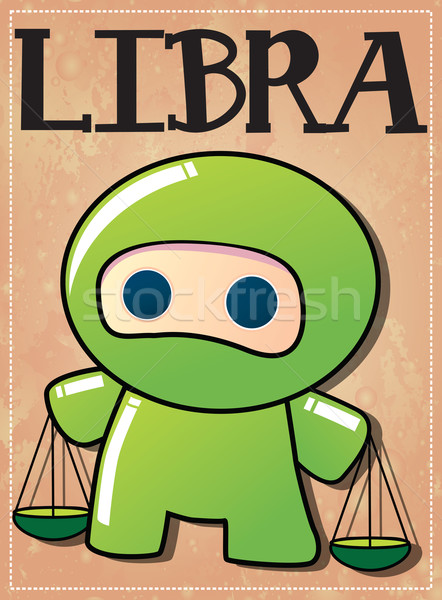 Zodiac sign Libra with cute black ninja character, vector Stock photo © BlueLela