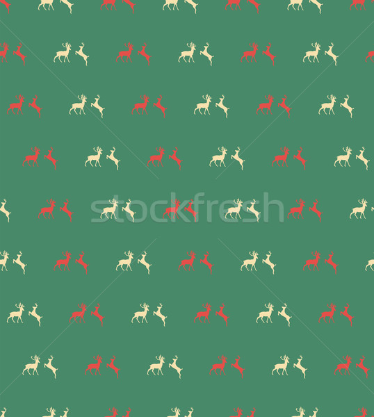 Seamless patterns with Christmas reindeers on brown background Stock photo © BlueLela