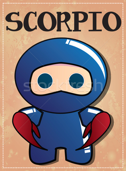 Zodiac sign Scorpio with cute black ninja character, vecto Stock photo © BlueLela