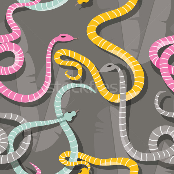 Seamless pattern with colorful intertwined striped rain forest snakes Stock photo © BlueLela
