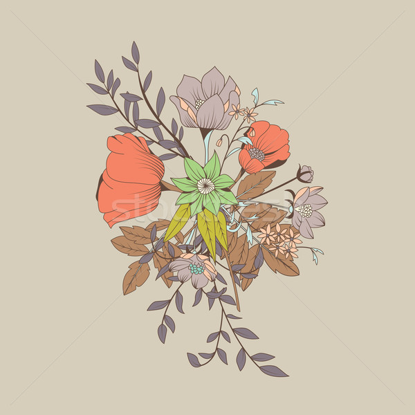 Vector flower bouquet, botanical and floral decoration hand draw Stock photo © BlueLela