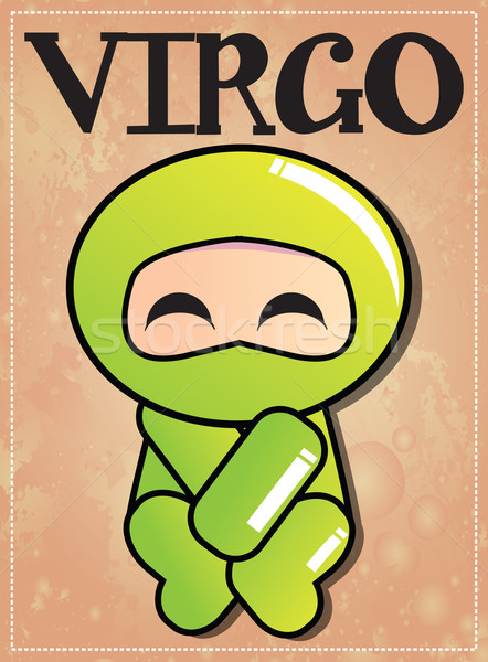 Zodiac sign Virgo with cute black ninja character Stock photo © BlueLela