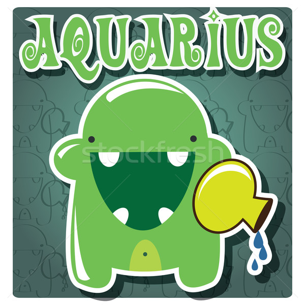 Zodiac sign Aquarius with cute colorful monster Stock photo © BlueLela