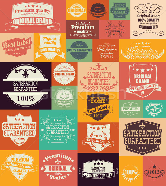 [[stock_photo]]: Ensemble · vintage · rétro · étiquettes · badges · timbres