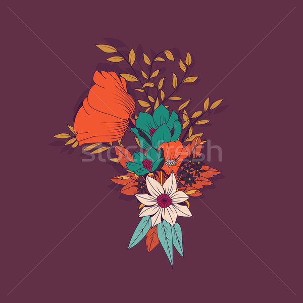 Vector flower bouquet, botanical and floral decoration hand draw Stock photo © BlueLela