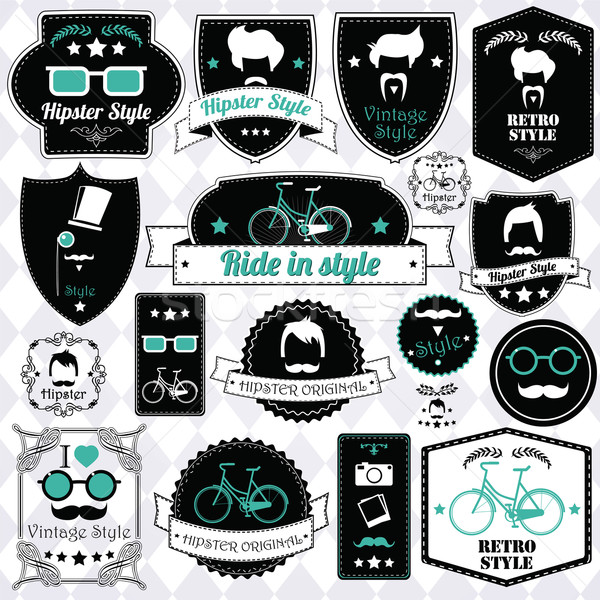 Collection of vintage hipster badges, labels and stamps, vector  Stock photo © BlueLela