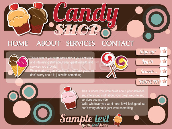 Website template elements, vintage style, candy shop Stock photo © BlueLela