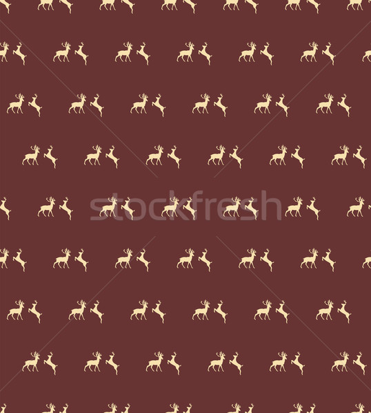Seamless patterns with Christmas reindeers on brown background Stock photo © BlueLela