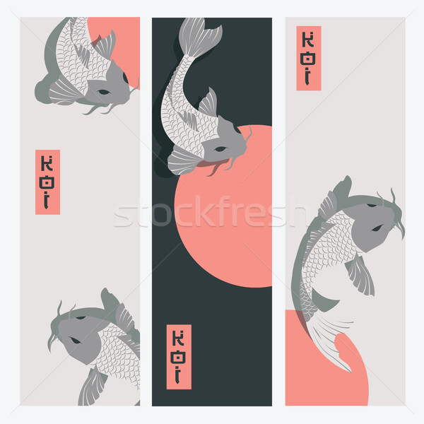 3  垂直 バナー 鯉 ニシキゴイ 魚 ストックフォト © BlueLela