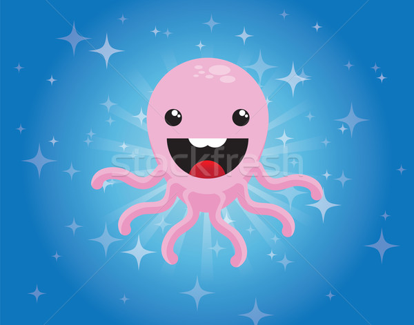 Cute cartoon poulpe personnage bleu vecteur [[stock_photo]] © BlueLela