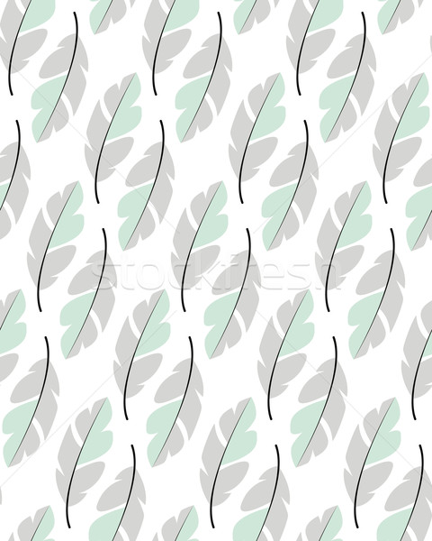 Stock photo: Seamless pattern design with bohemian hand drawn feathers