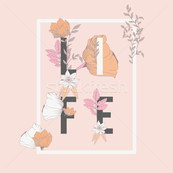 Flowers typography poster design, text and florals combined, han Stock photo © BlueLela