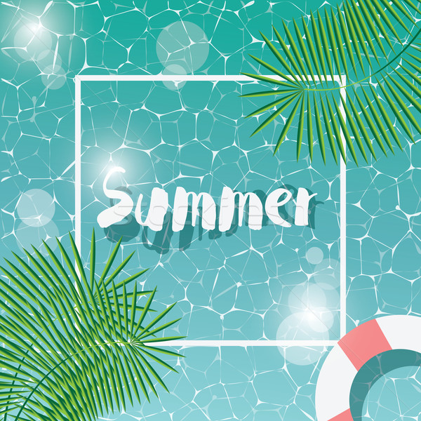 Swimming pool, top view, typographic hello summer message, summer time holiday vacation, vector illu Stock photo © BlueLela
