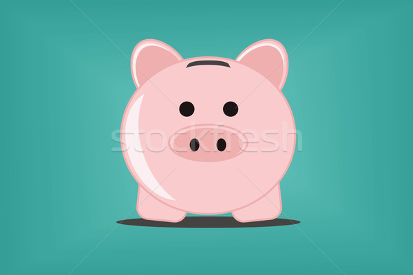 Piggy bank arte verde gordura animal desenho animado Foto stock © BlueLela