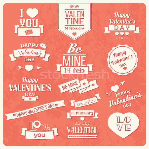 Stock photo: Collection of Valentine's day vintage labels, typographic design