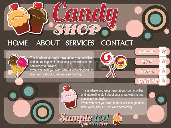 Website template elements, vintage style, candy shop Stock photo © BlueLela