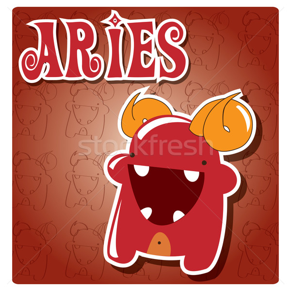 Zodiac sign Aries with cute colorful monster Stock photo © BlueLela