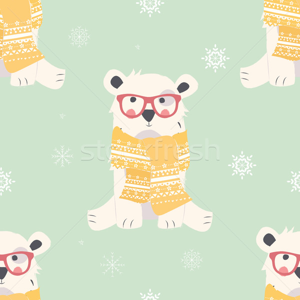 Stockfoto: Naadloos · vrolijk · christmas · patronen · cute · ijsbeer