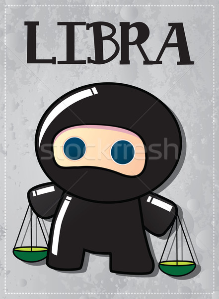 Zodiac sign Libra with cute black ninja character Stock photo © BlueLela