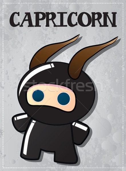 Zodiac sign Capricorn with cute black ninja character Stock photo © BlueLela