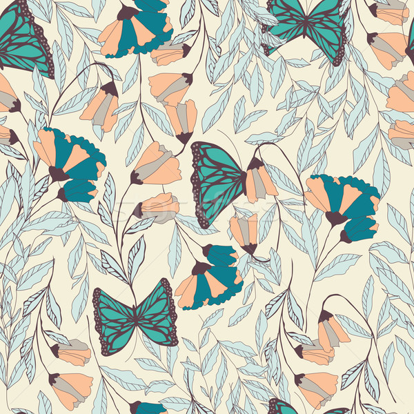 Vector traditional seamless pattern with Monarch butterflies, fl Stock photo © BlueLela