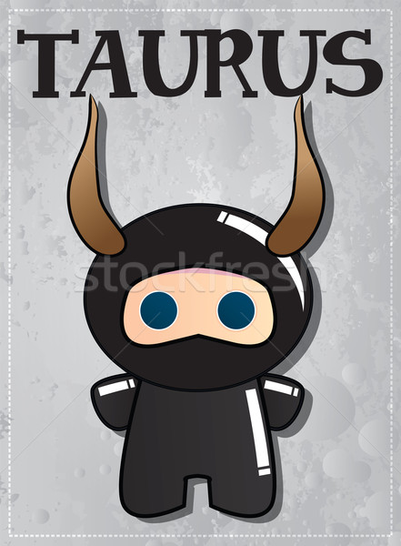 Zodiac sign Taurus with cute black ninja character Stock photo © BlueLela