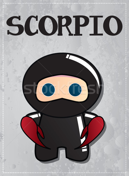 Zodiac sign Scorpio with cute black ninja character Stock photo © BlueLela