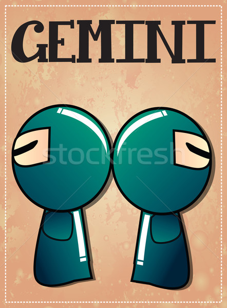 Zodiac sign Gemini with cute black ninja character, vector Stock photo © BlueLela