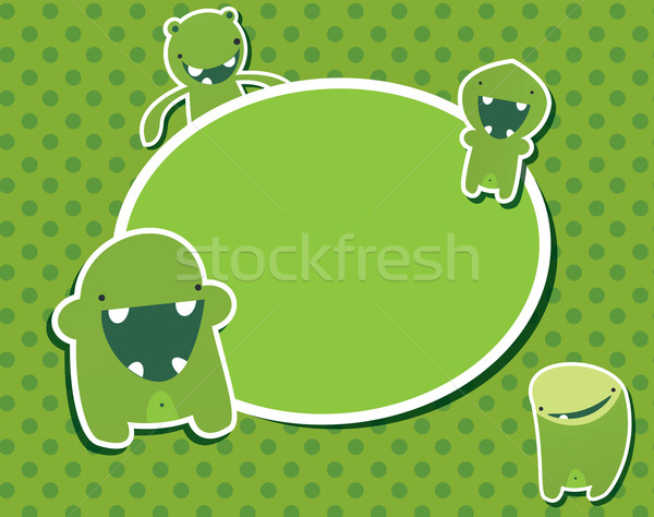 Set of cute little monsters on dotted background, vector Stock photo © BlueLela