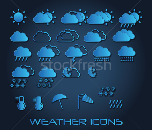 Set Wetter Symbole Web mobile Vektor Stock foto © BlueLela