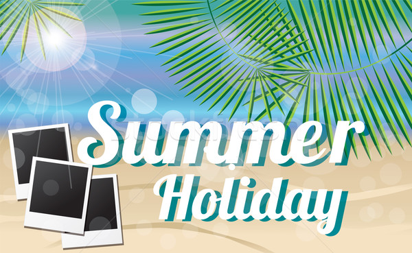Summer holiday card with tropical island and photos Stock photo © BlueLela