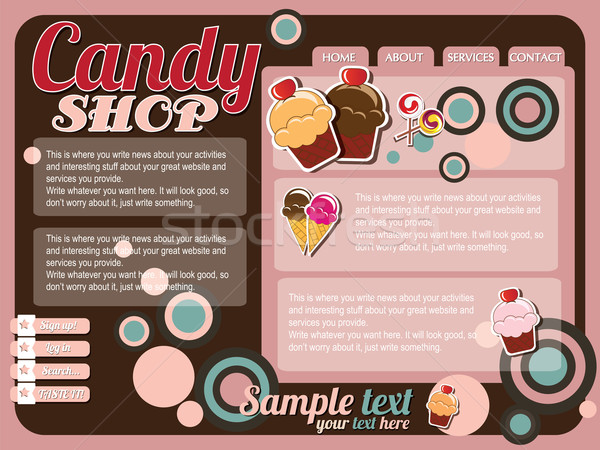 Website template elements, vintage style, candy shop Stock photo © BlueLela