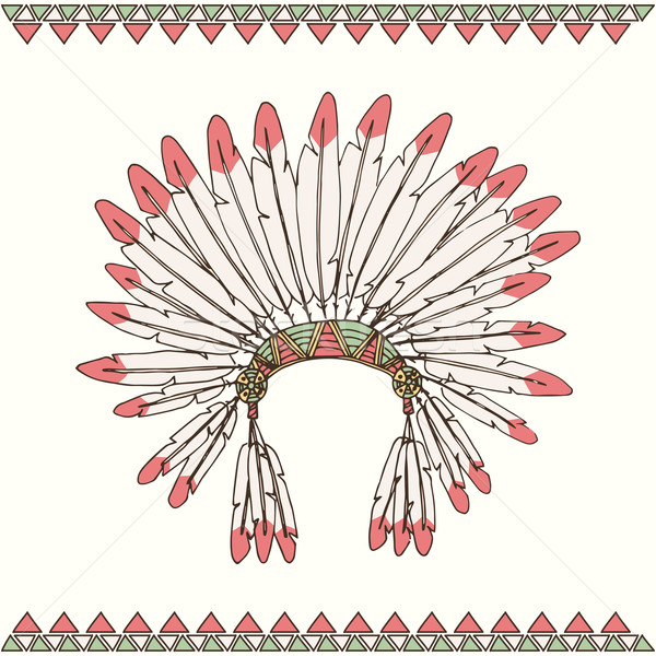 Kézzel rajzolt őslakos amerikai indián főnök divat sas Stock fotó © BlueLela
