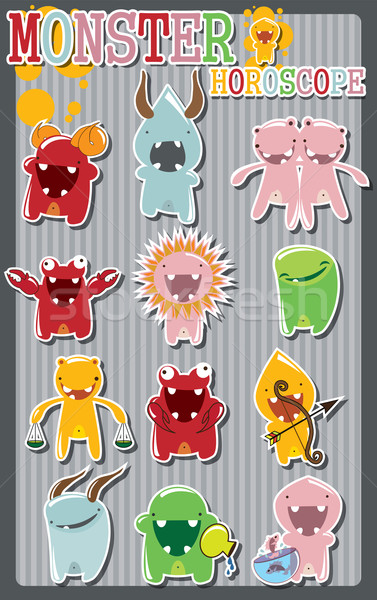 Horoscope signs with cute colorful monsters Stock photo © BlueLela