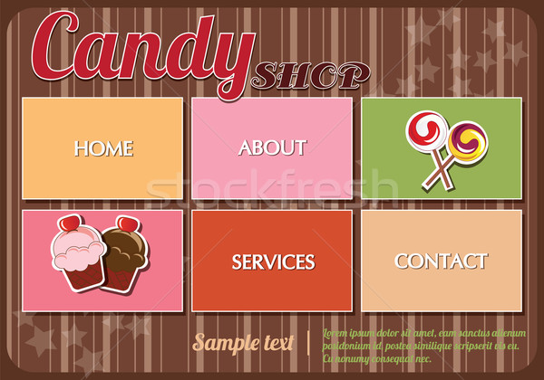 Website template elements, vintage style, candy shop Stock photo © BlueLela