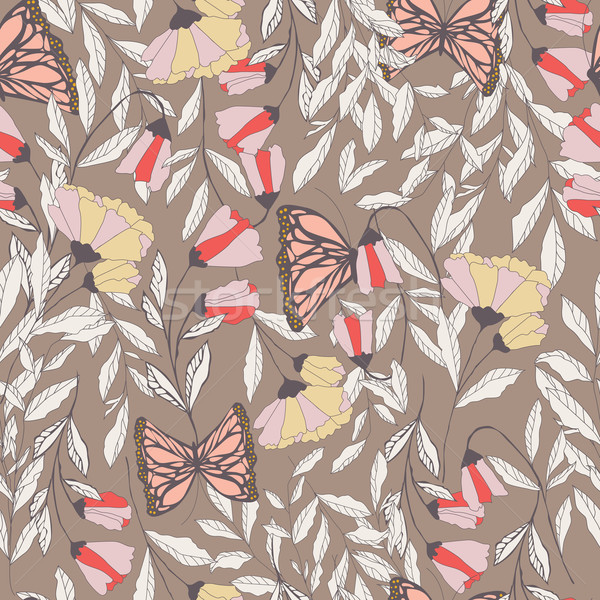 Vector traditional seamless pattern with Monarch butterflies, fl Stock photo © BlueLela